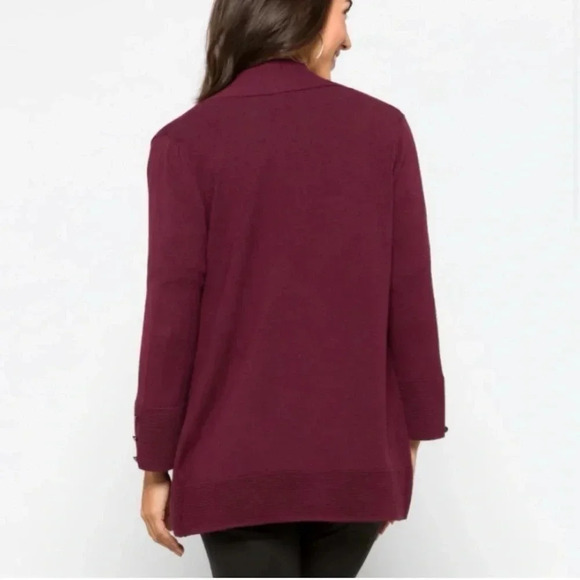 Evolution by Cyrus Open Cardigan Lightweight Super Soft Merlot Size M & XS - Picture 4 of 8
